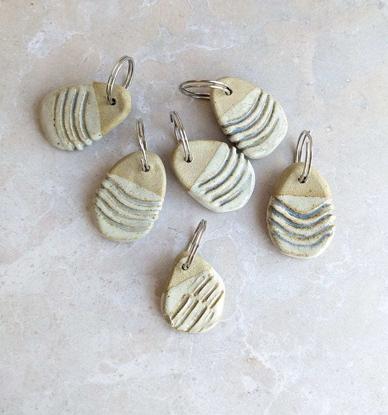 CLEARANCE ceramic pebble keyring