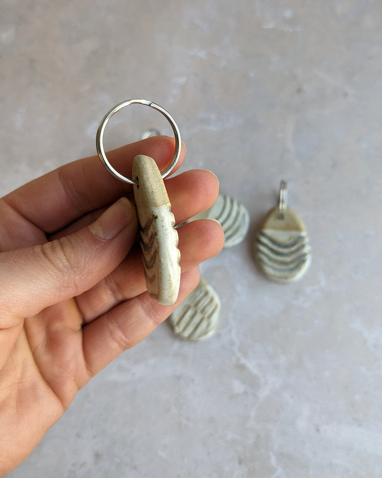 CLEARANCE/SECONDS ceramic pebble keyrings