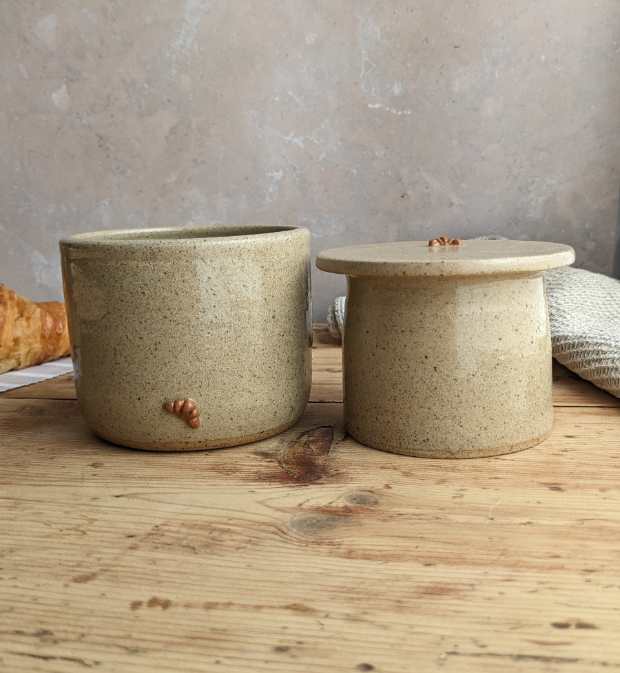 CROISSANT butter crock in 'biscuit'