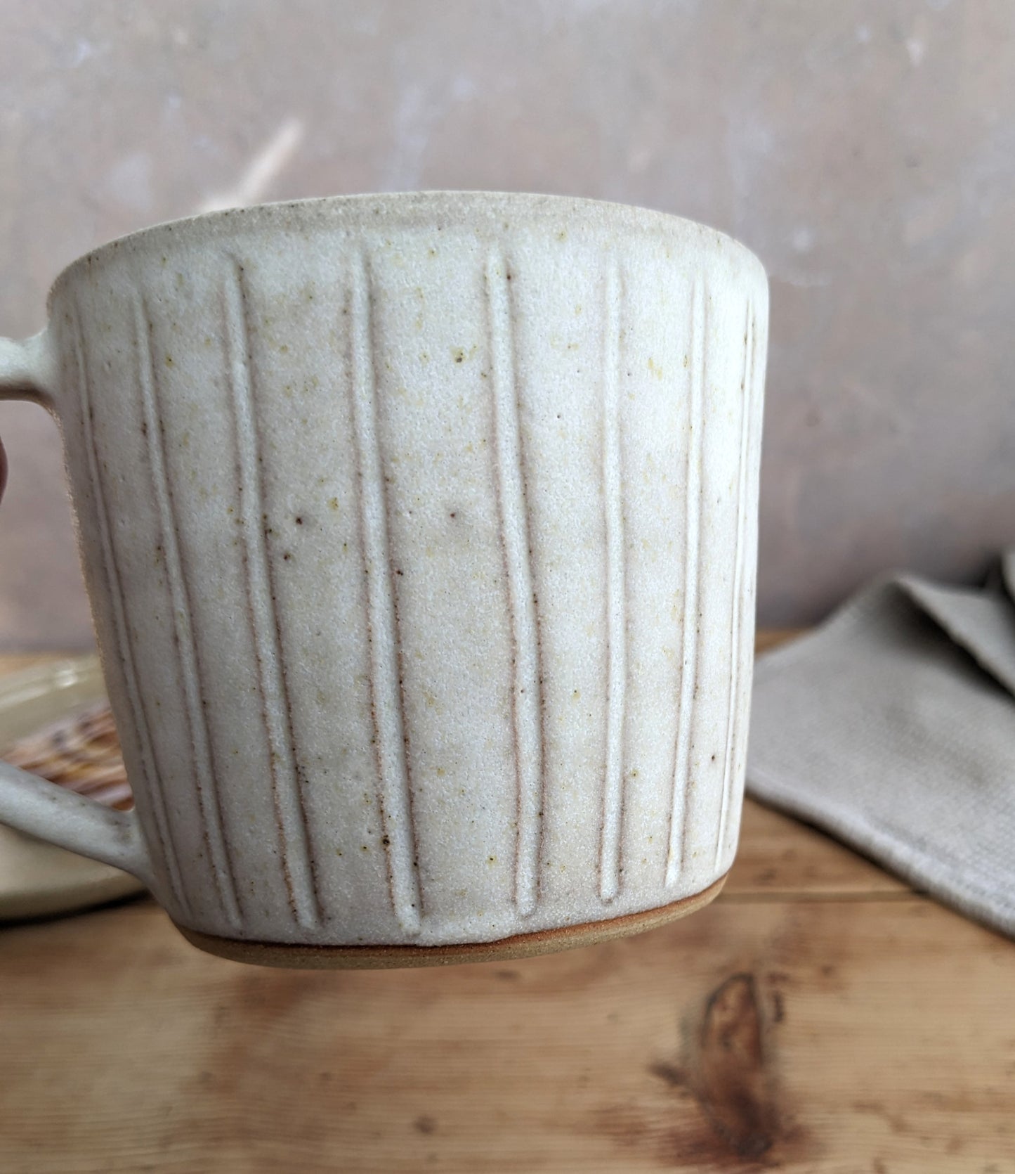 CLEARANCE cream fluted mug