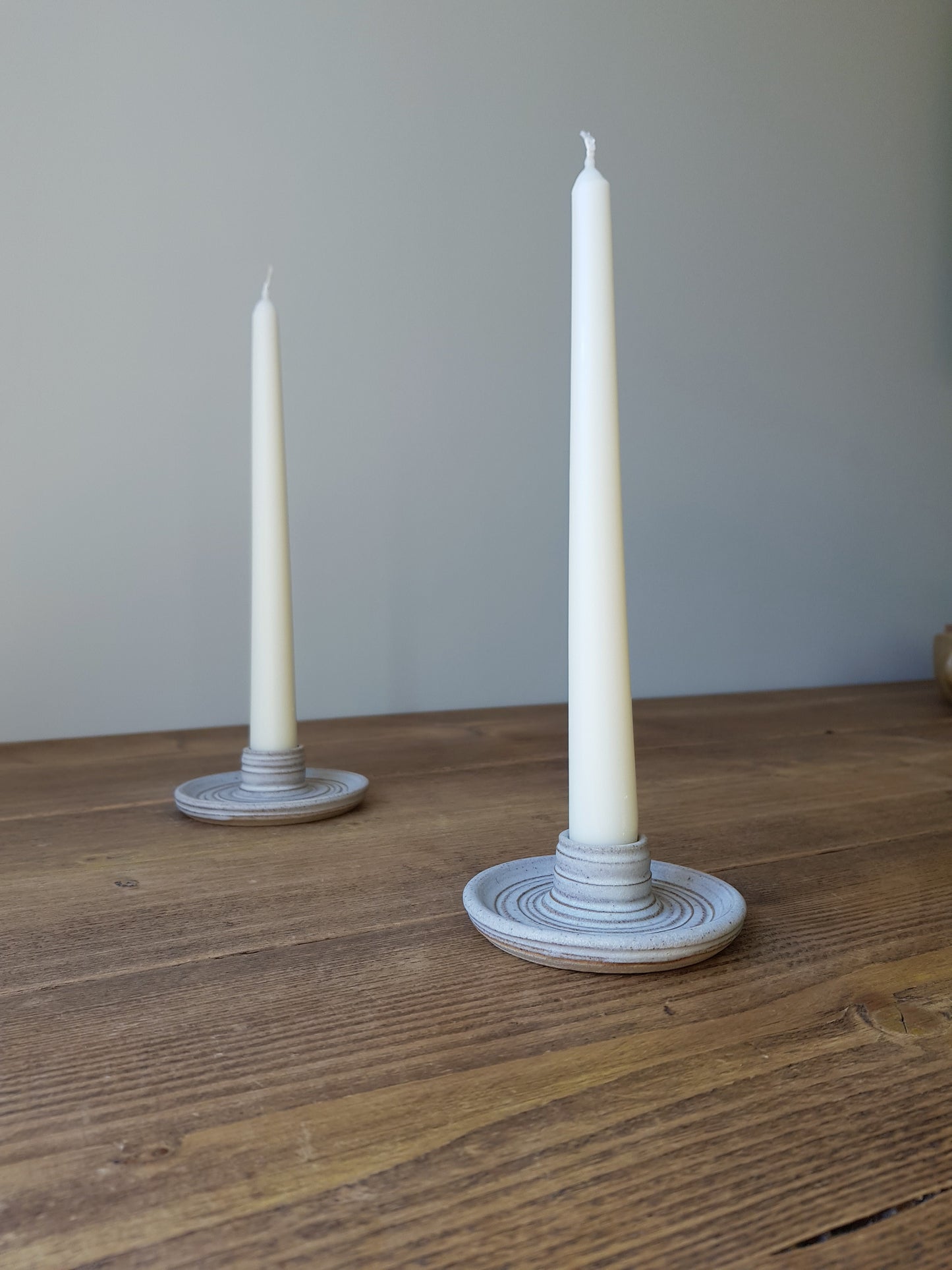 Cream carved candlestick holder