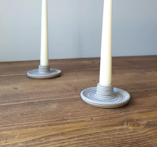 Cream carved candlestick holder