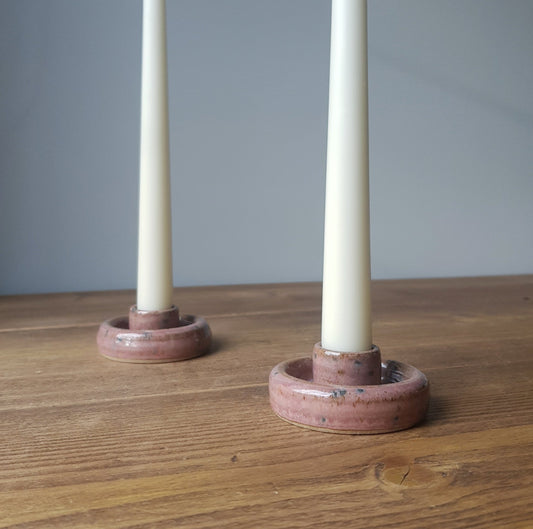 Raspberry pink chunky candlestick holder