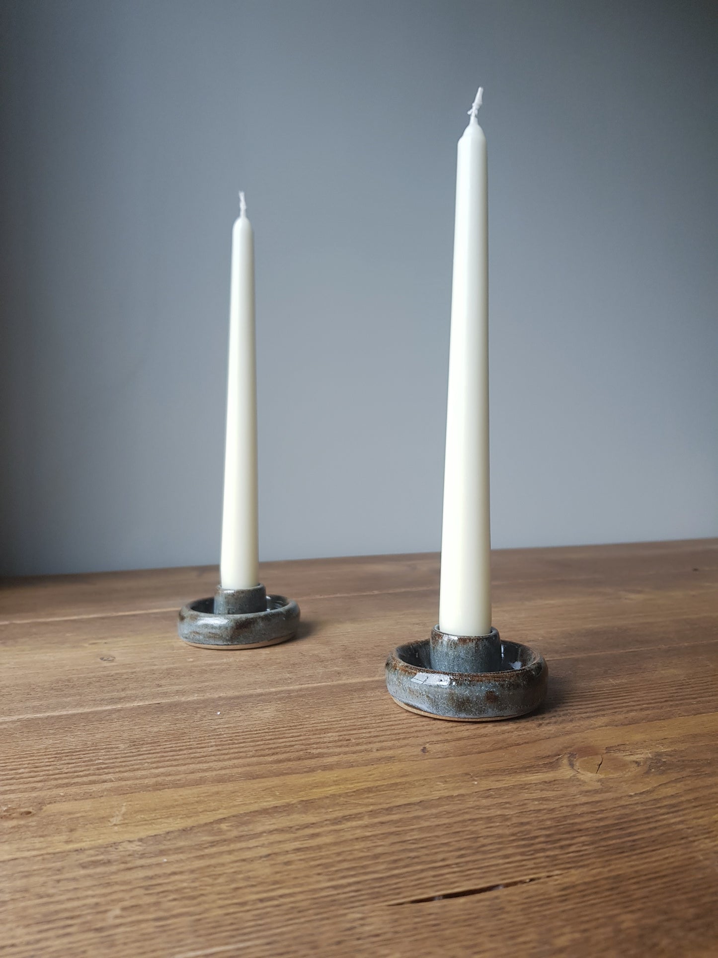 Storm blue chunky candlestick holder