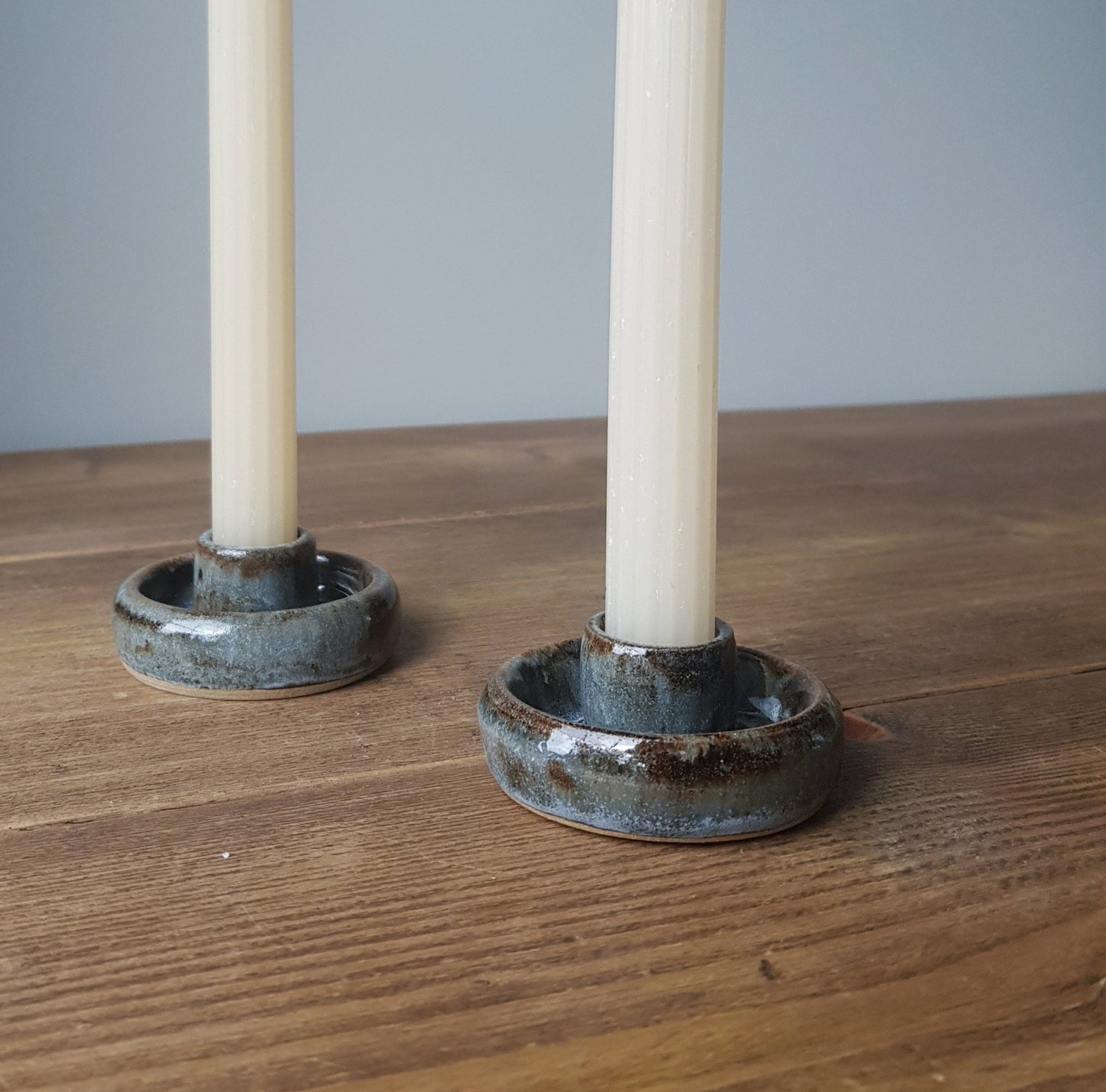 Storm blue chunky candlestick holder