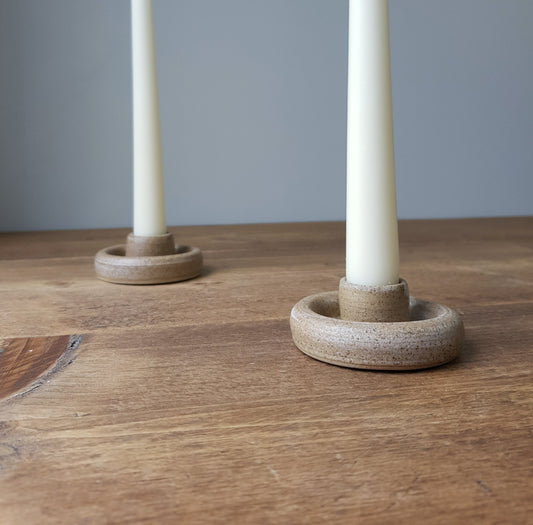 Brown speckled chunky candlestick holder