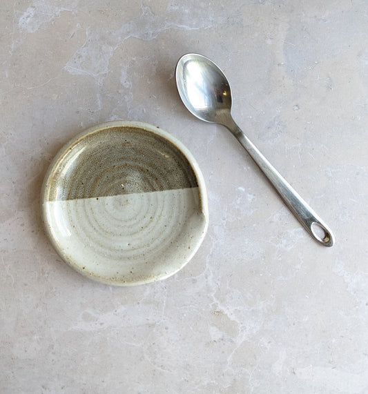 CLEARANCE Brown white mini spoon rest