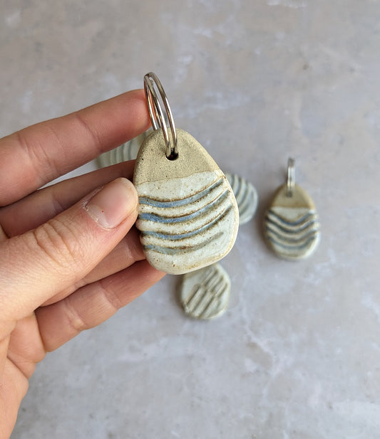 CLEARANCE ceramic pebble keyring
