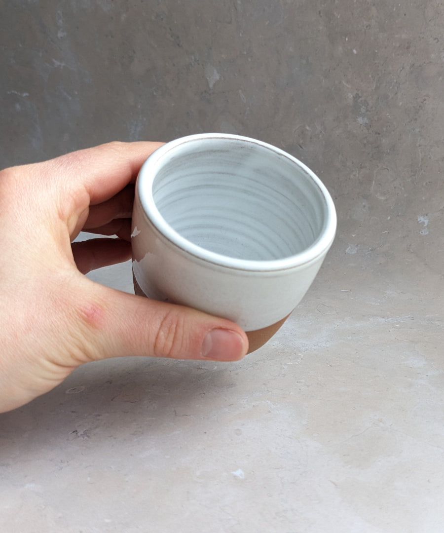SAMPLE White and terracotta yunomi cup,