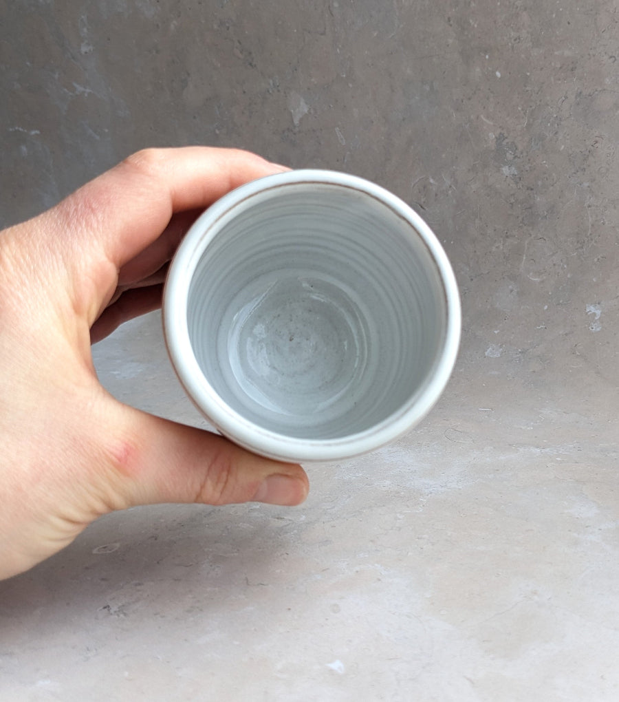 SAMPLE White and terracotta yunomi cup,