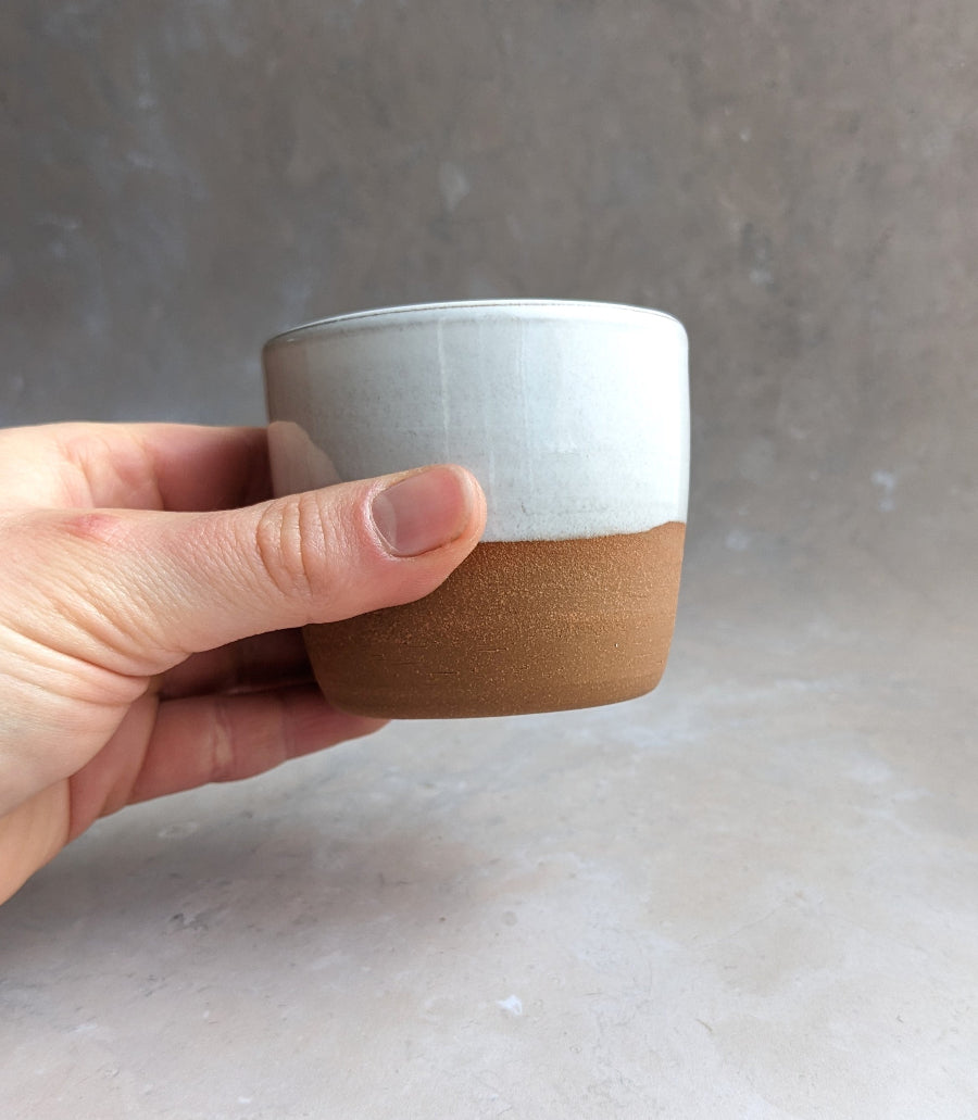 SAMPLE White and terracotta yunomi cup,