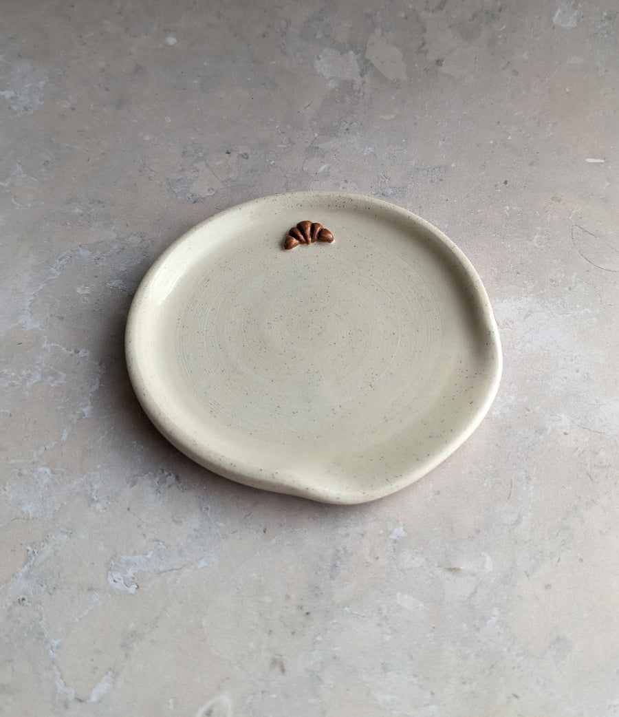 CROISSANT mini stoneware spoon rest in 'vanilla bean'