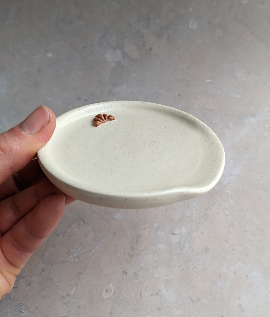 CROISSANT mini stoneware spoon rest in 'vanilla bean'