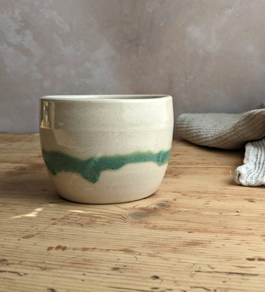 White and turquoise drip coffee cup 300ml