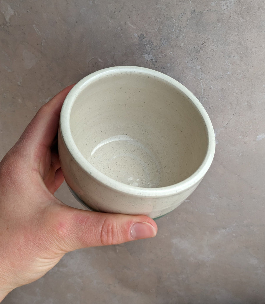 White and turquoise drip coffee cup 300ml