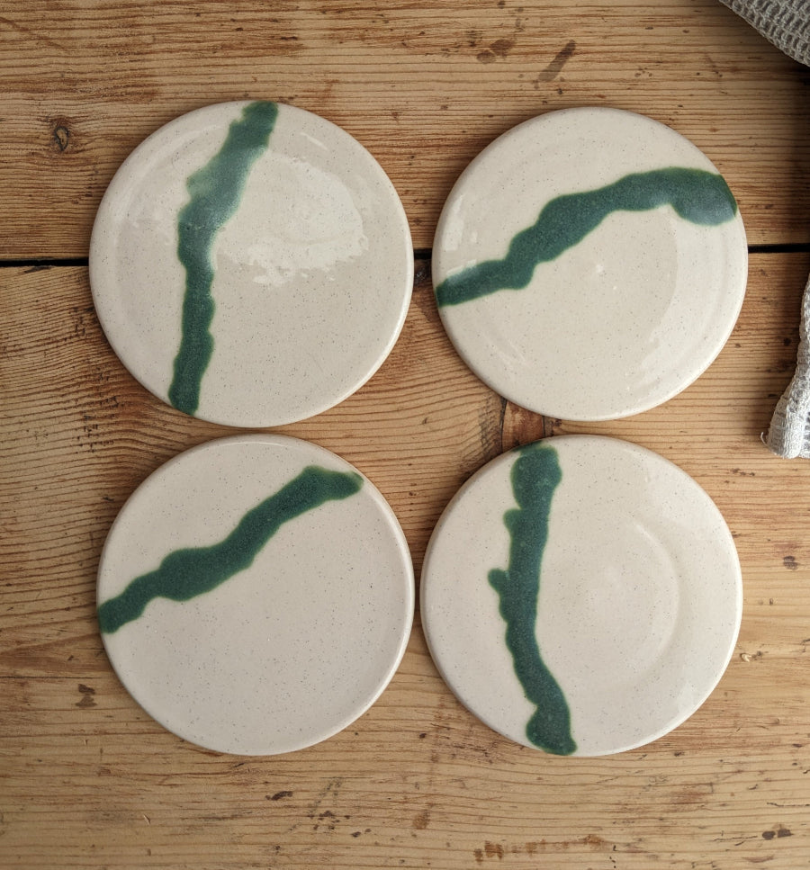 White and turquoise coaster set
