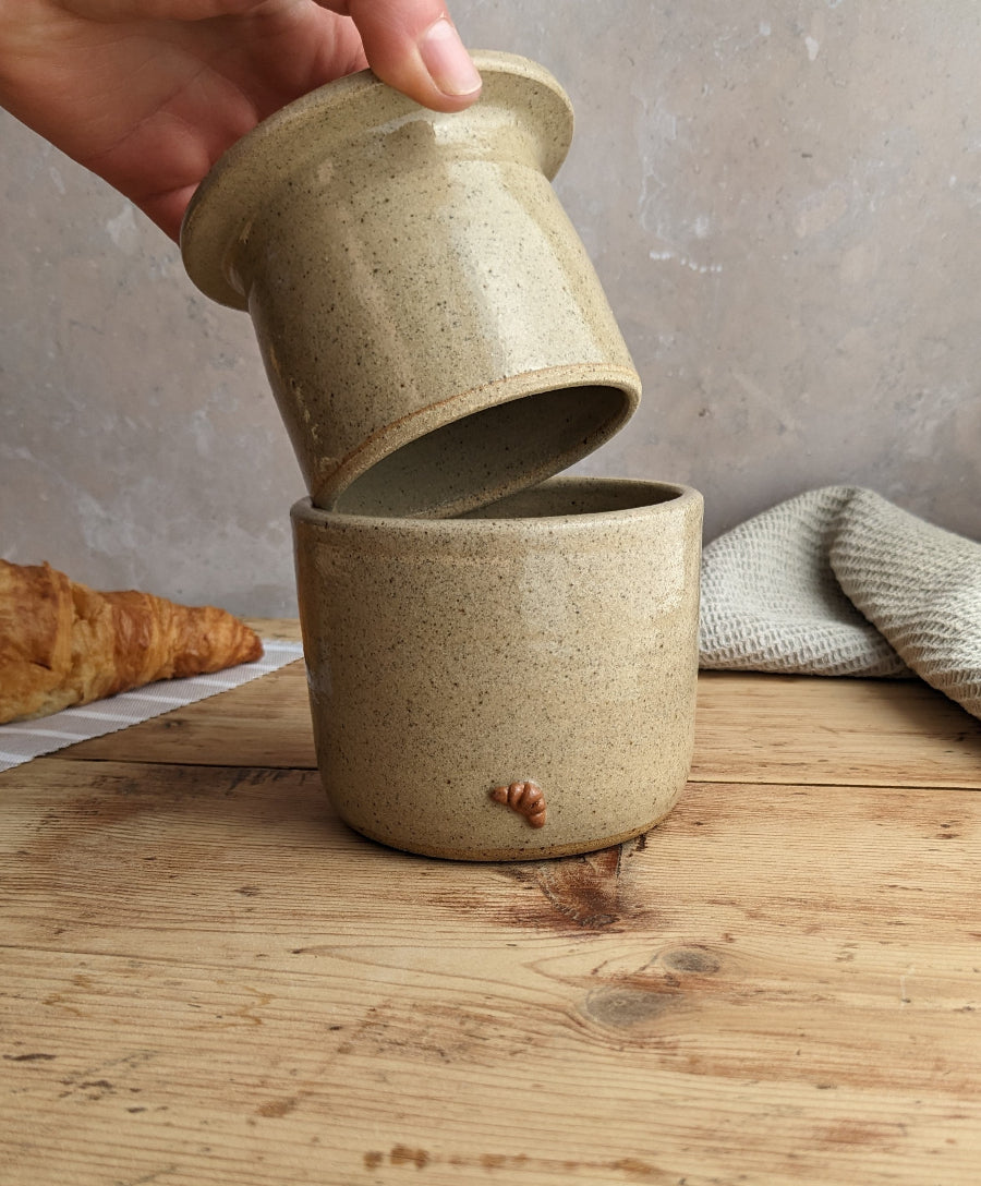 CROISSANT butter crock in 'biscuit'