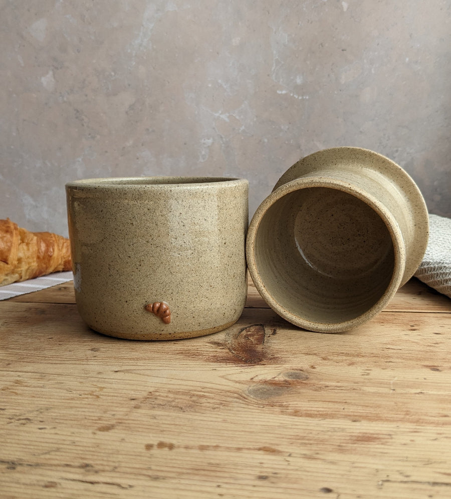 CROISSANT butter crock in 'biscuit'