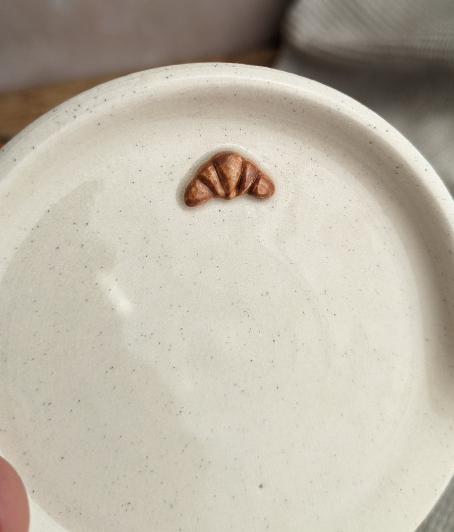 CROISSANT mini stoneware spoon rest in 'vanilla bean'