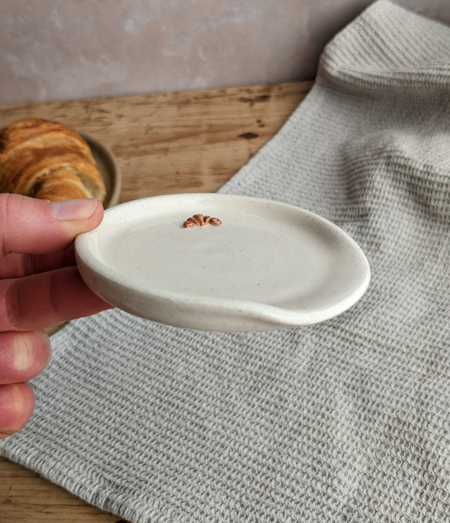 CROISSANT mini stoneware spoon rest in 'vanilla bean'