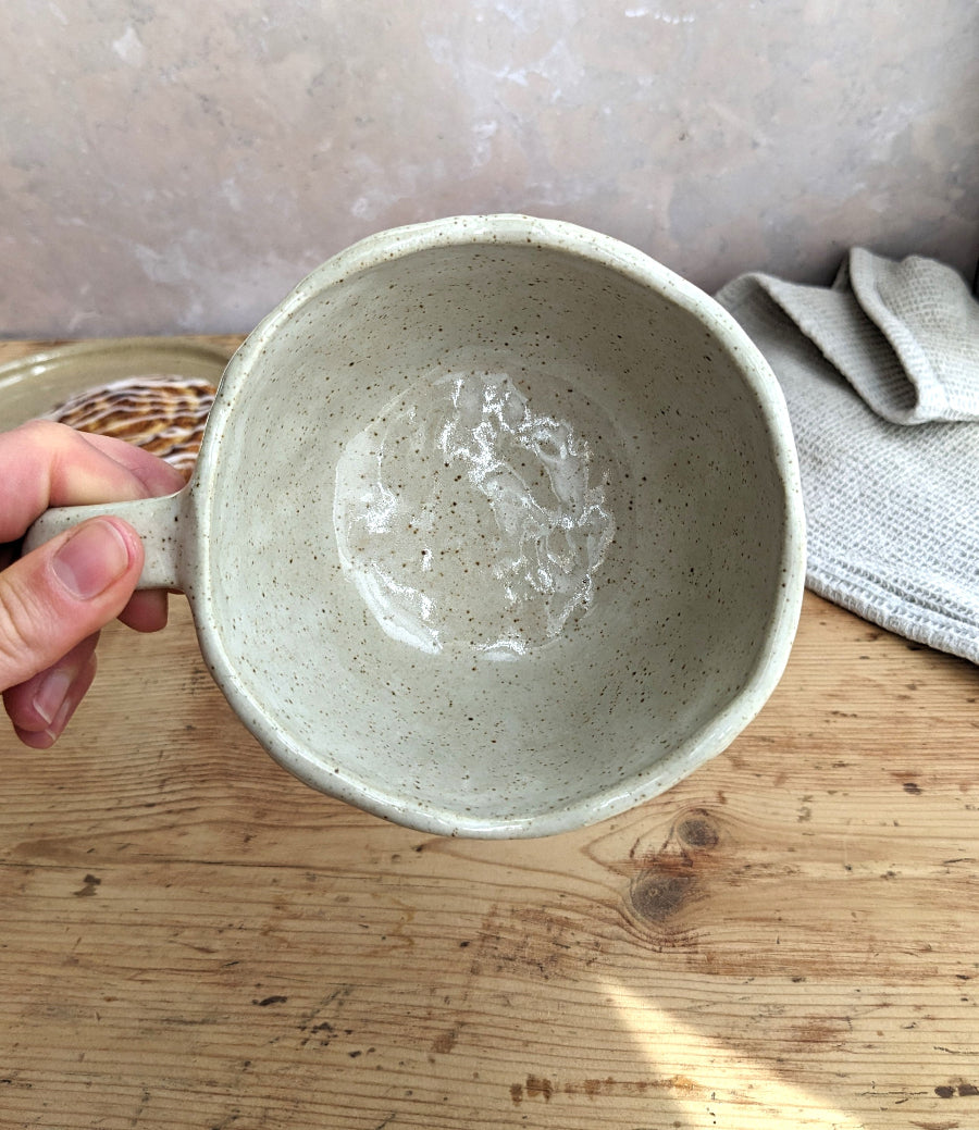 SAMPLE large blue & white 'pinch' mug