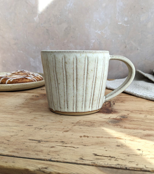 CLEARANCE cream fluted mug