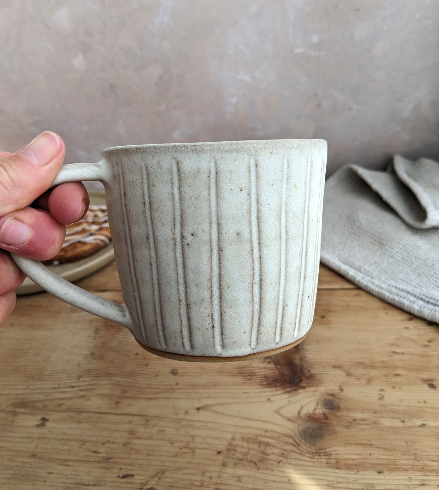 CLEARANCE cream fluted mug