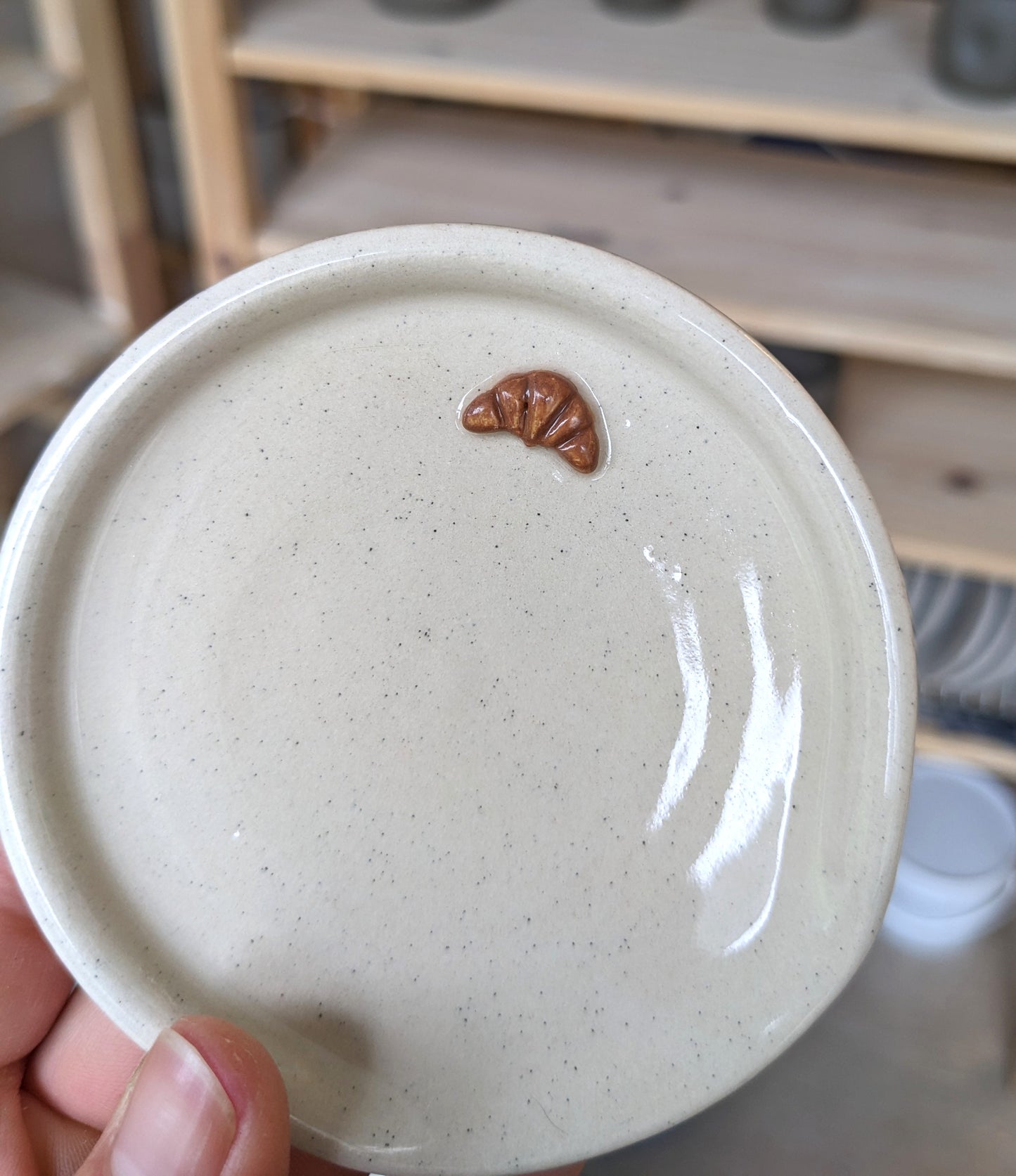 SECONDS Croissant mini stoneware spoon rest in 'vanilla bean'
